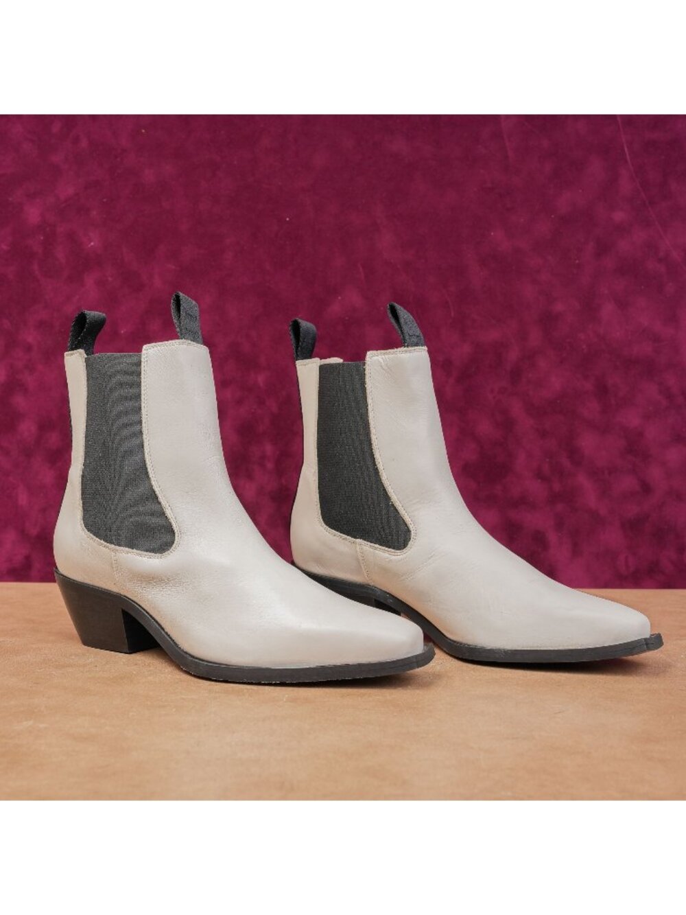 AllSaints Women Vally White Leather Western Boho Chelsea Ankle Boots sz 10